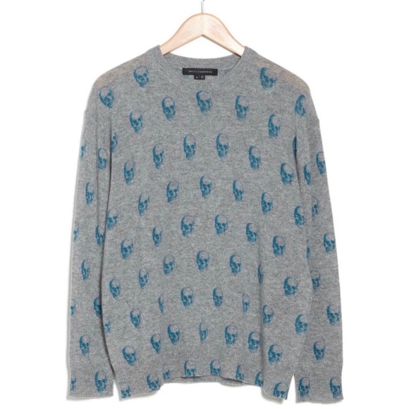 Skull Cashmere 360 Cashmere Gray Blue Taliah Skull Cashmere Pullover Size Small - Picture 1 of 3